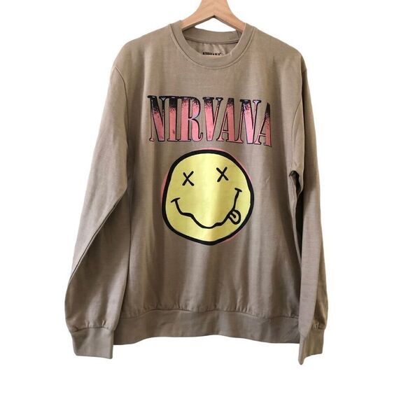 Nirvana Smiley Crewneck Pullover Sweatshirt Men’s Size Large - Picture 1 of 3